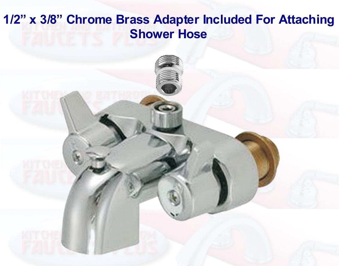 Chrome Clawfoot Tub Add-A-Shower Bathcock Diverter Faucet With Shower Hose Adapter
