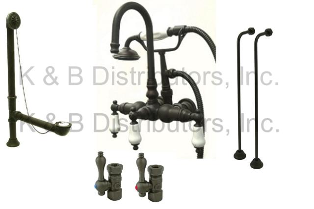 Kingston Brass CCK1301T8 Satin Nickel Clawfoot Tub Kit Package