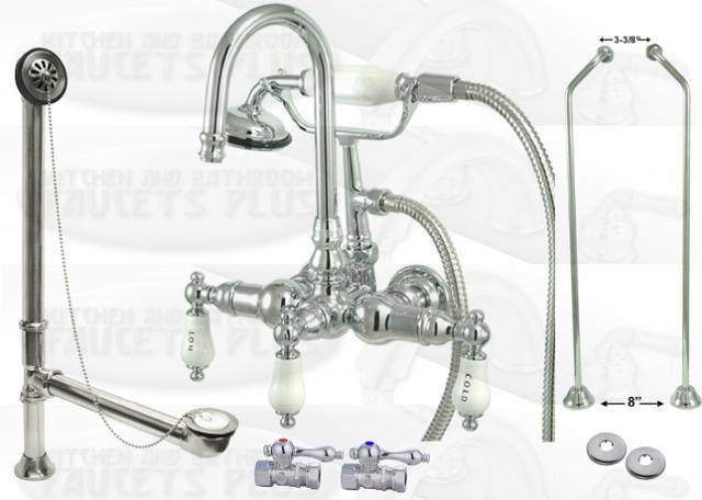 Kingston Brass CCK10T1- DO Polished Chrome Clawfoot Tub Kit Package