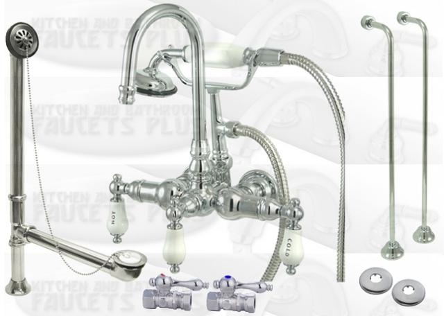 Kingston Brass CCK10T1 Polished Chrome Clawfoot Tub Kit Package