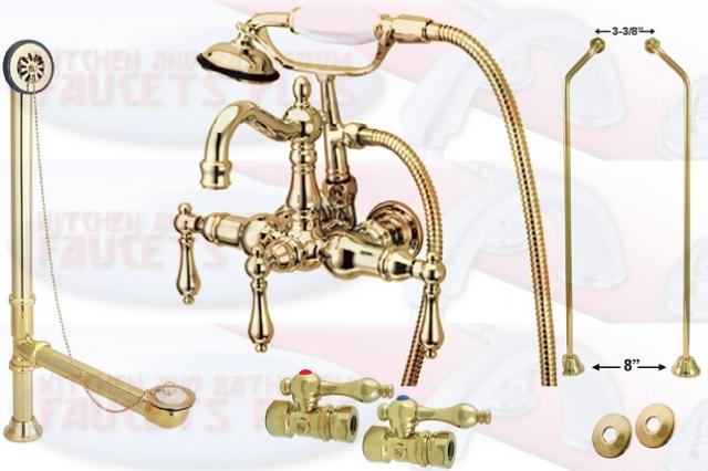 Kingston Brass Clawfoot Tub Faucet Kit Polished Brass - CCK1007T2