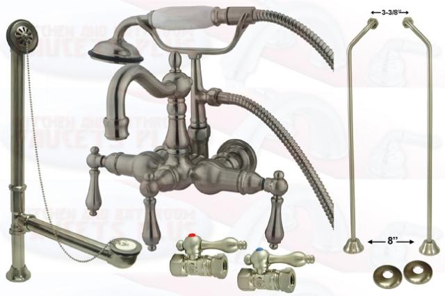Kingston Brass Clawfoot Tub Faucet Kit Satin Brushed Nickel - CCK1007T8-DO