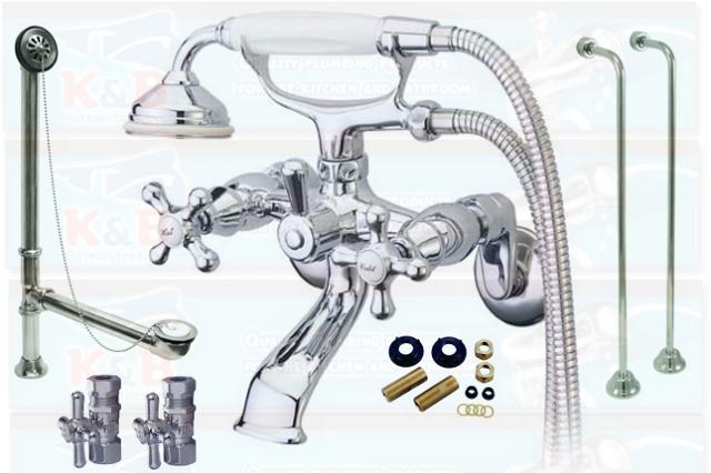 Kingston Brass Chrome Clawfoot Tub Faucet Kit