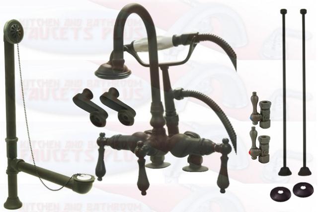 Kingston Brass CCK13T5-ABT1355 Deck Mount ClawFoot Tub-Shower Mixer Faucet Kit - Oil Rubbed Bronze