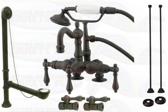 Kingston Brass CCK1013T5 Deck Mount ClawFoot Tub-Shower Mixer Faucet Kit - Oil Rubbed Bronze