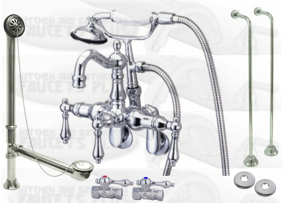 Kingston Brass CCK1302T1 Polished Chrome Clawfoot Tub Kit Package