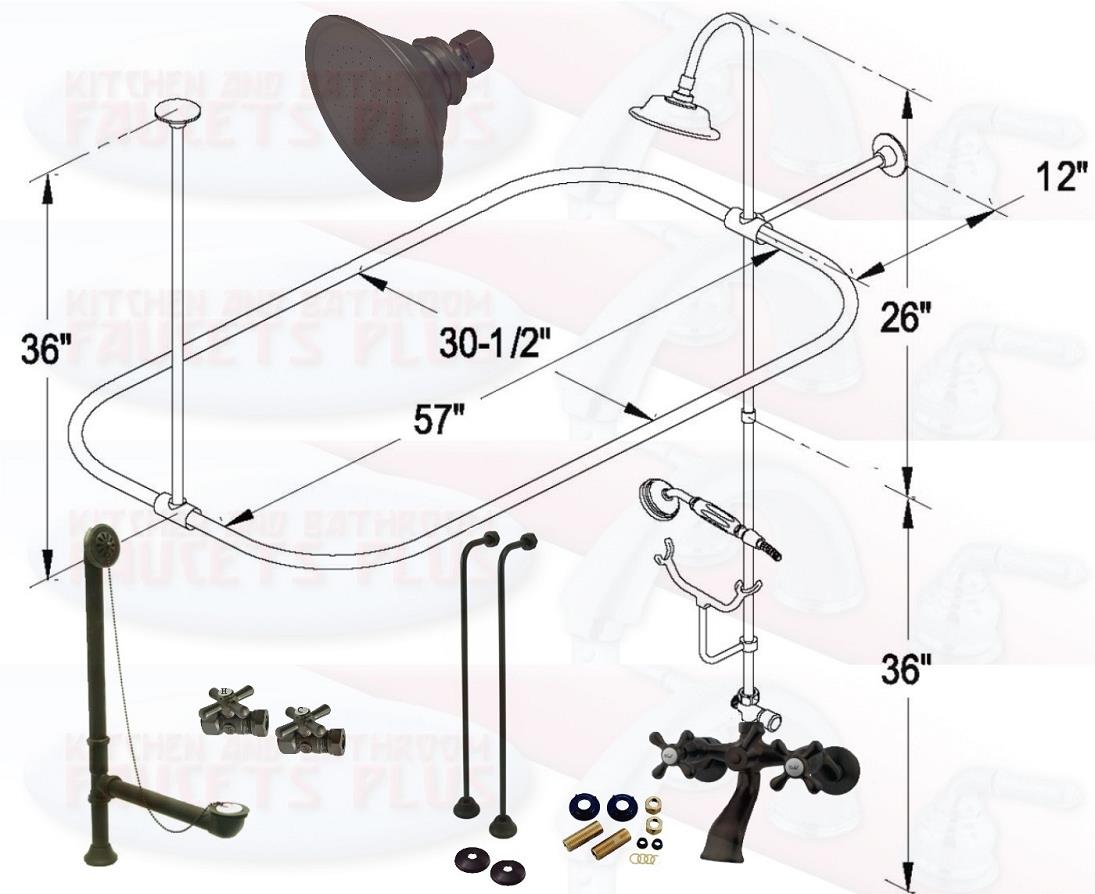 Oil Rubbed Bronze Clawfoot Tub Faucet Package Kit