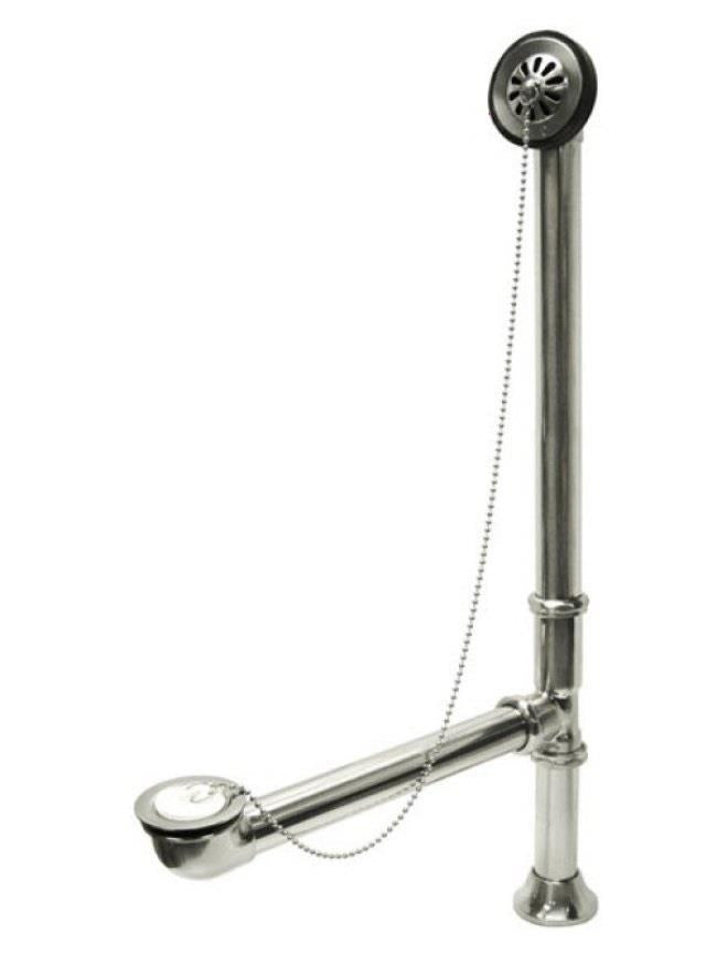 Chrome Clawfoot Tub Faucet Add-A-Shower Kit W/&quot;D&quot;-Ring Curtain Rod, Drain &amp; Supplies