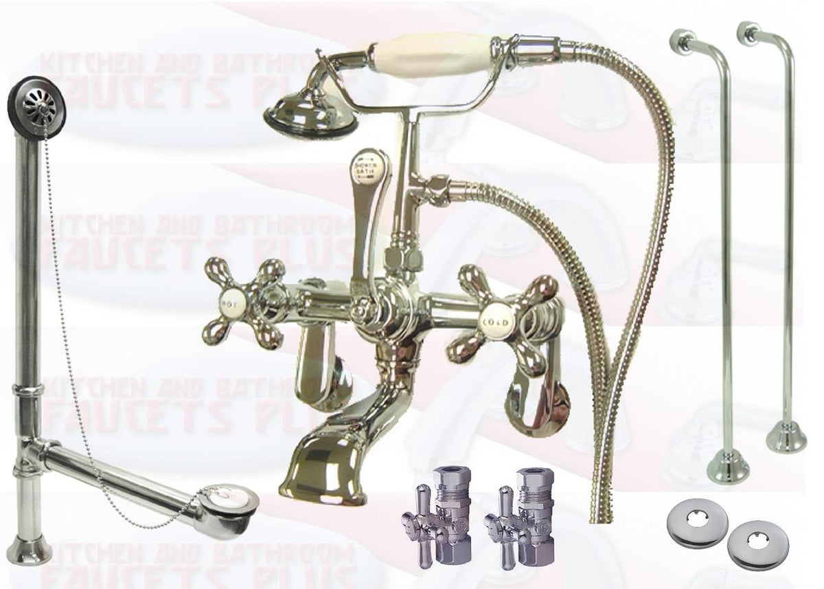Kingston Brass CCK58T1 Wall Mounted Clawfoot Tub Faucet Kit - Polished Chrome