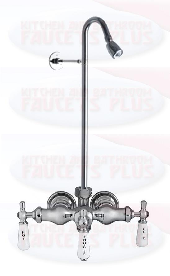 Chrome Stub Pattern Clawfoot Tub Add-A-Shower Faucet