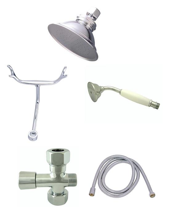 Chrome Tub Mount Clawfoot Bathtub Filler Faucet Kit W/Hand Shower - KBFP - 11629