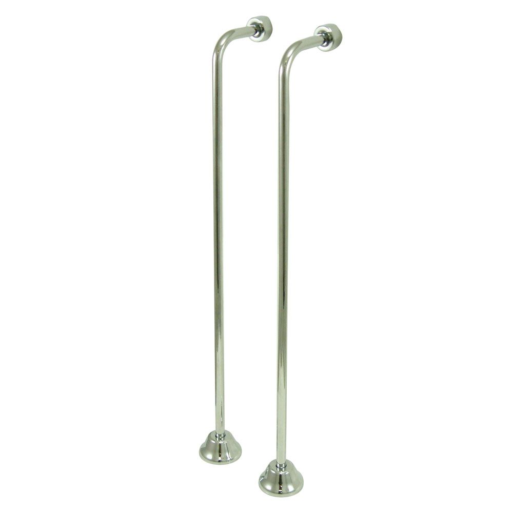 Chrome Clawfoot Tub Faucet Add-A-Shower Kit W/&quot;D&quot;-Ring Curtain Rod, Drain &amp; Supplies