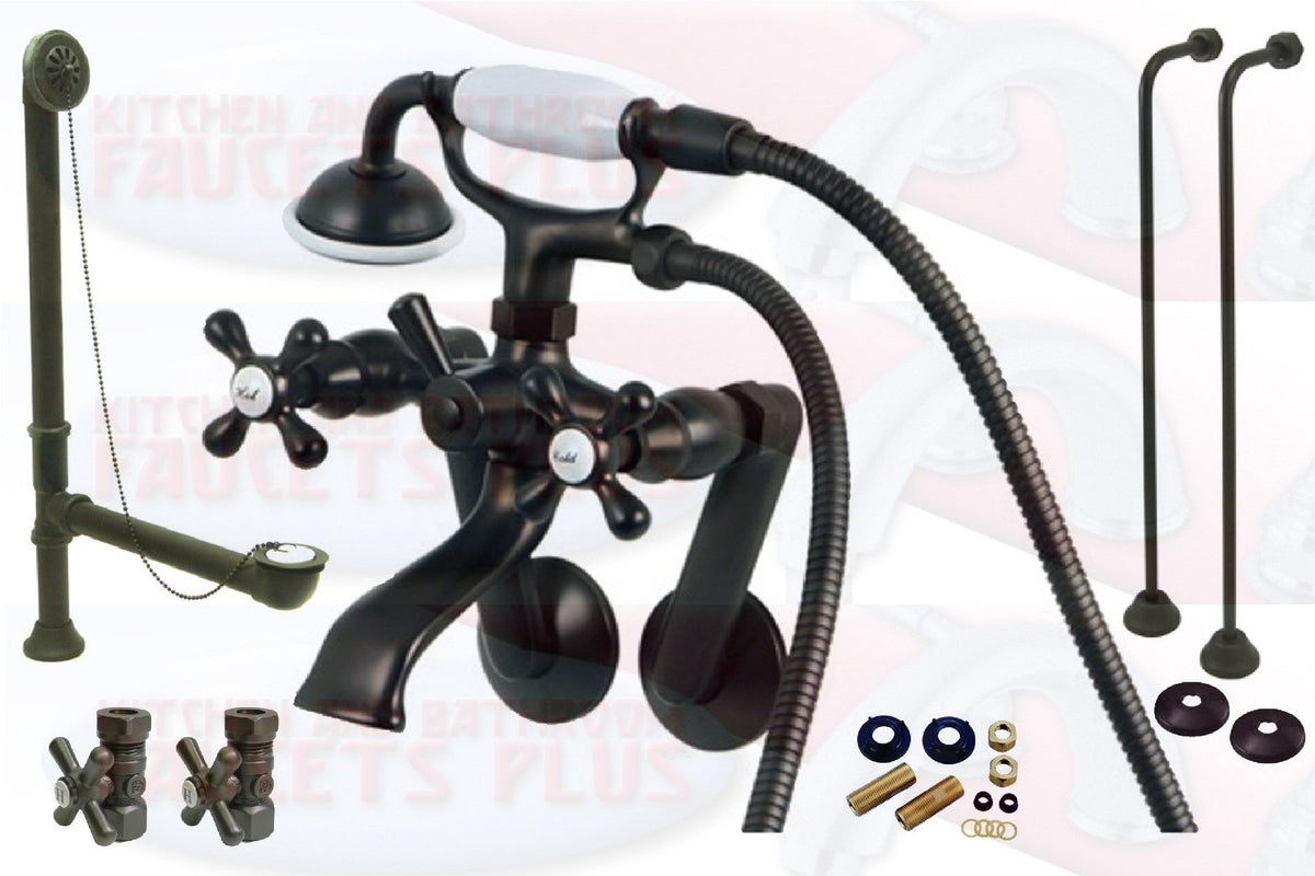 Oil Rubbed Bronze Tub Mount Clawfoot Bathtub Filler Faucet Kit