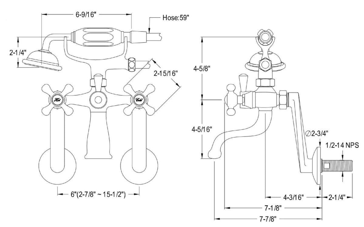 Oil Rubbed Bronze Tub Mount Clawfoot Bathtub Filler Faucet Kit