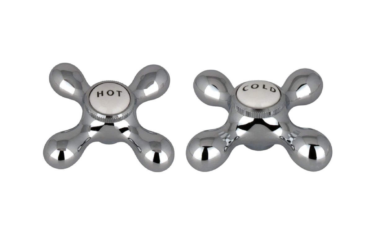 Kingston Brass CCMX1H &amp; CCMX1C Vintage Hot &amp; Cold Brass Cross Handle Set, Polished Chrome