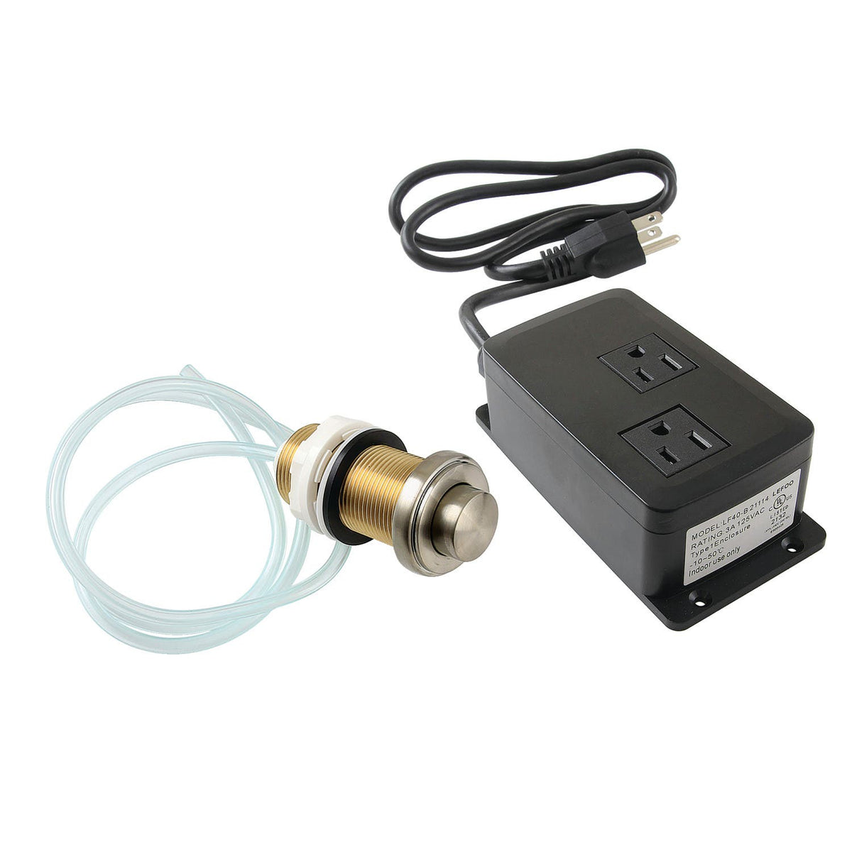 KINGSTON BRASS KADK218 TRIMSCAPE DUAL OUTLET GARBAGE DISPOSAL AIR SWITCH KIT, BRUSHED NICKEL