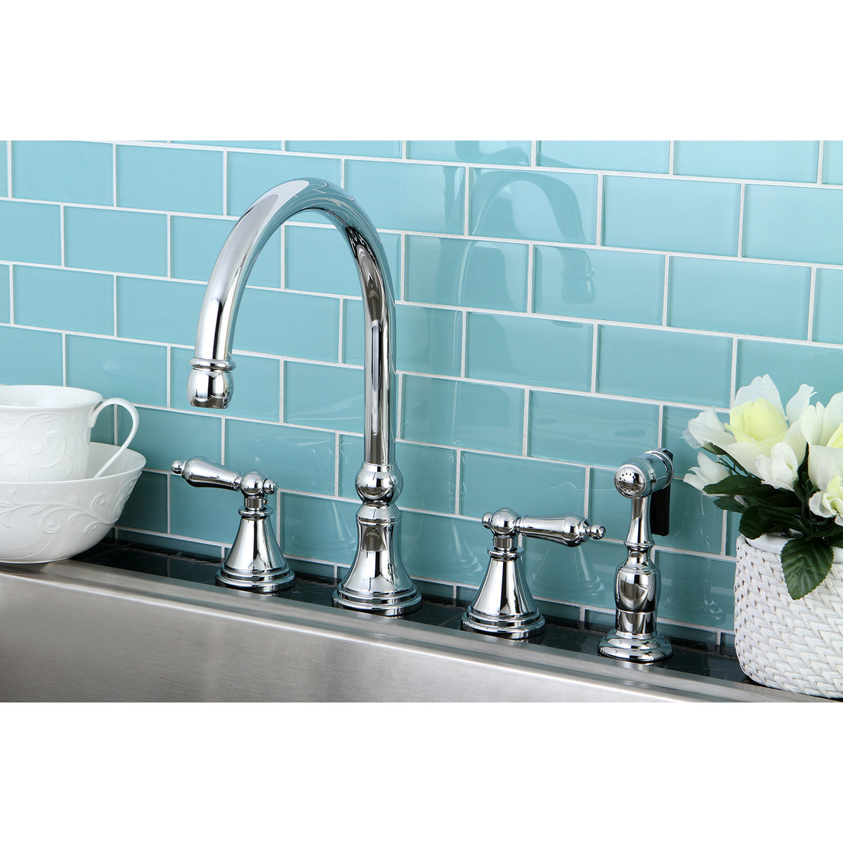 Kingston Brass KS2798ALBS Widespread Kitchen Faucet
