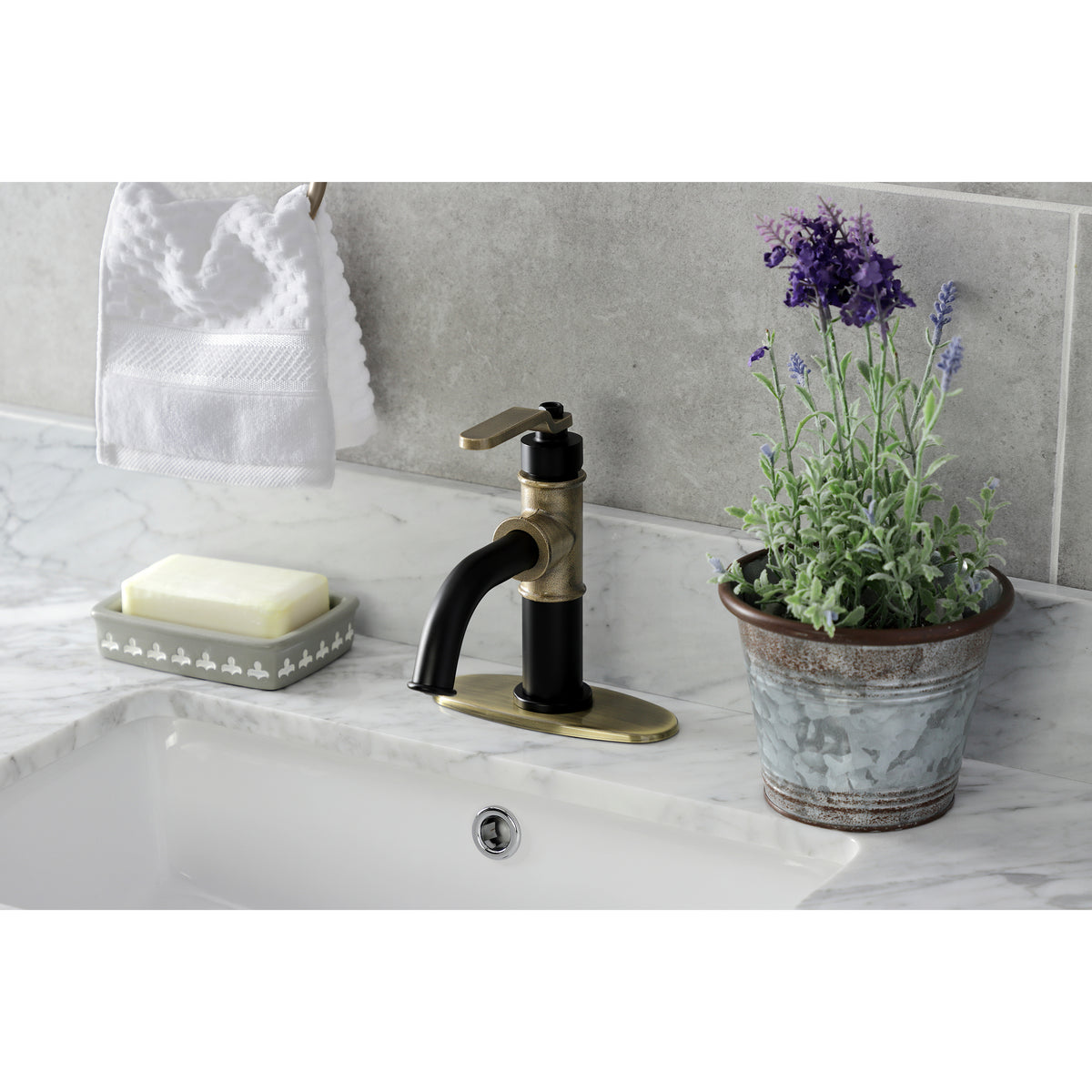Kingston Brass KSD2828KL Whitaker Single-Handle Bathroom Faucet with Push Pop-Up