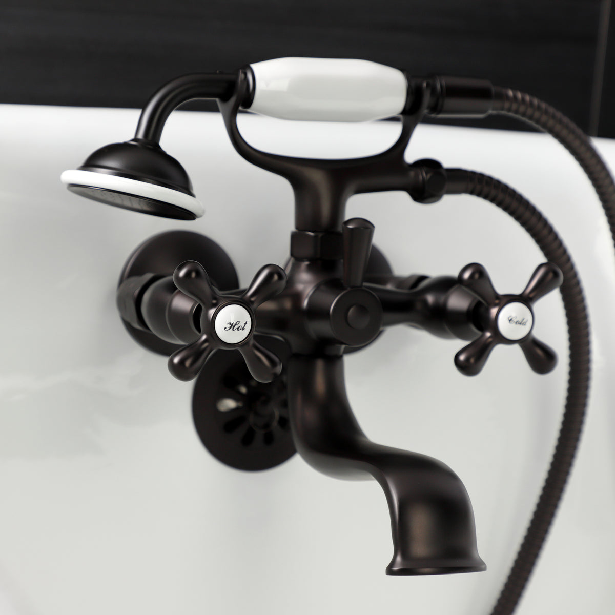 Kingston Wall Mount Clawfoot Tub Faucet with Hand Shower