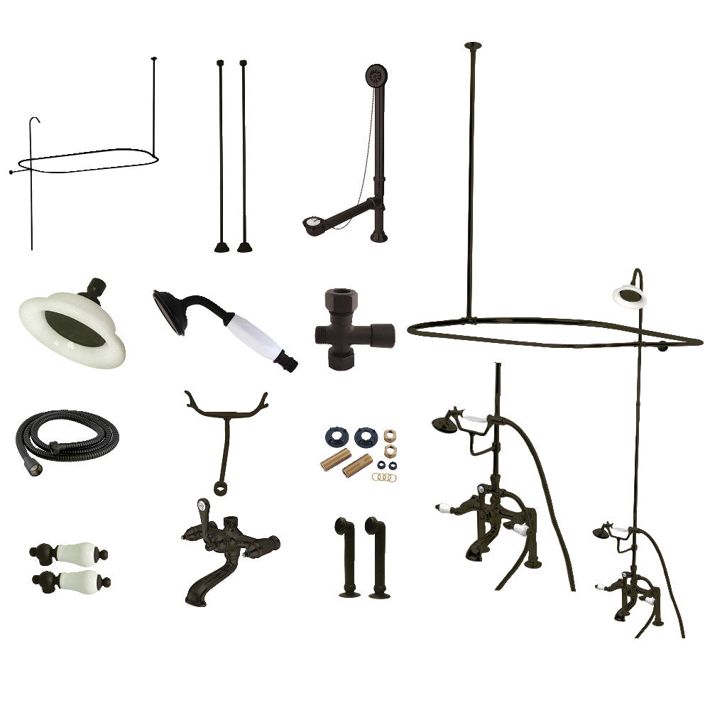 Vintage Clawfoot Tub Faucet Package with Shower Enclosure