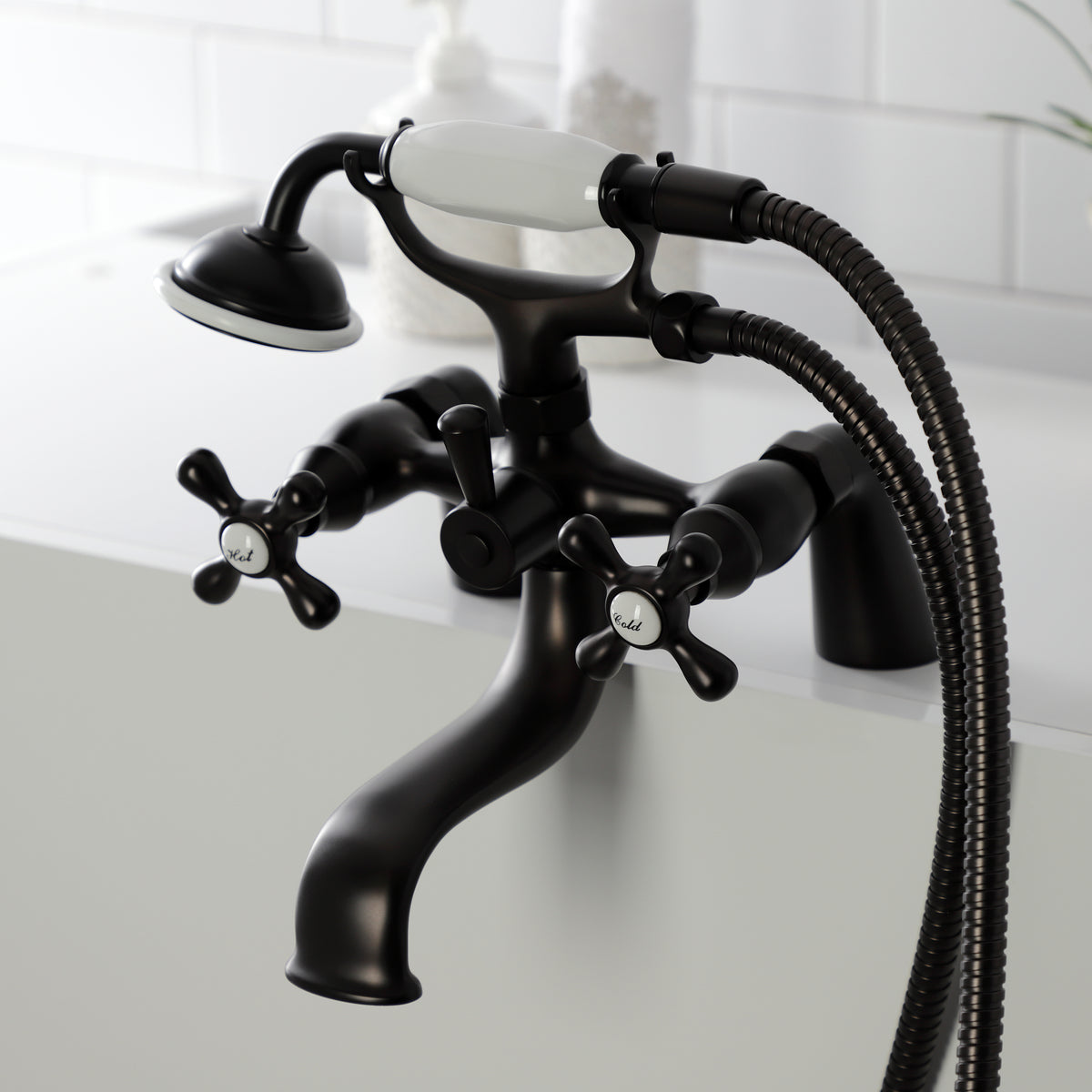 Kingston Deck Mount Clawfoot Tub Faucet with Hand Shower