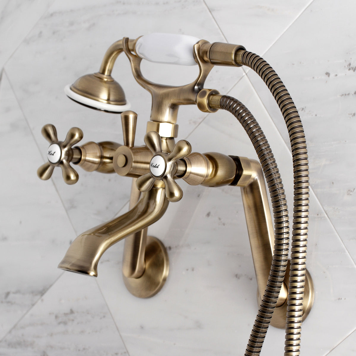Kingston Tub Wall Mount Clawfoot Tub Faucet with Hand Shower