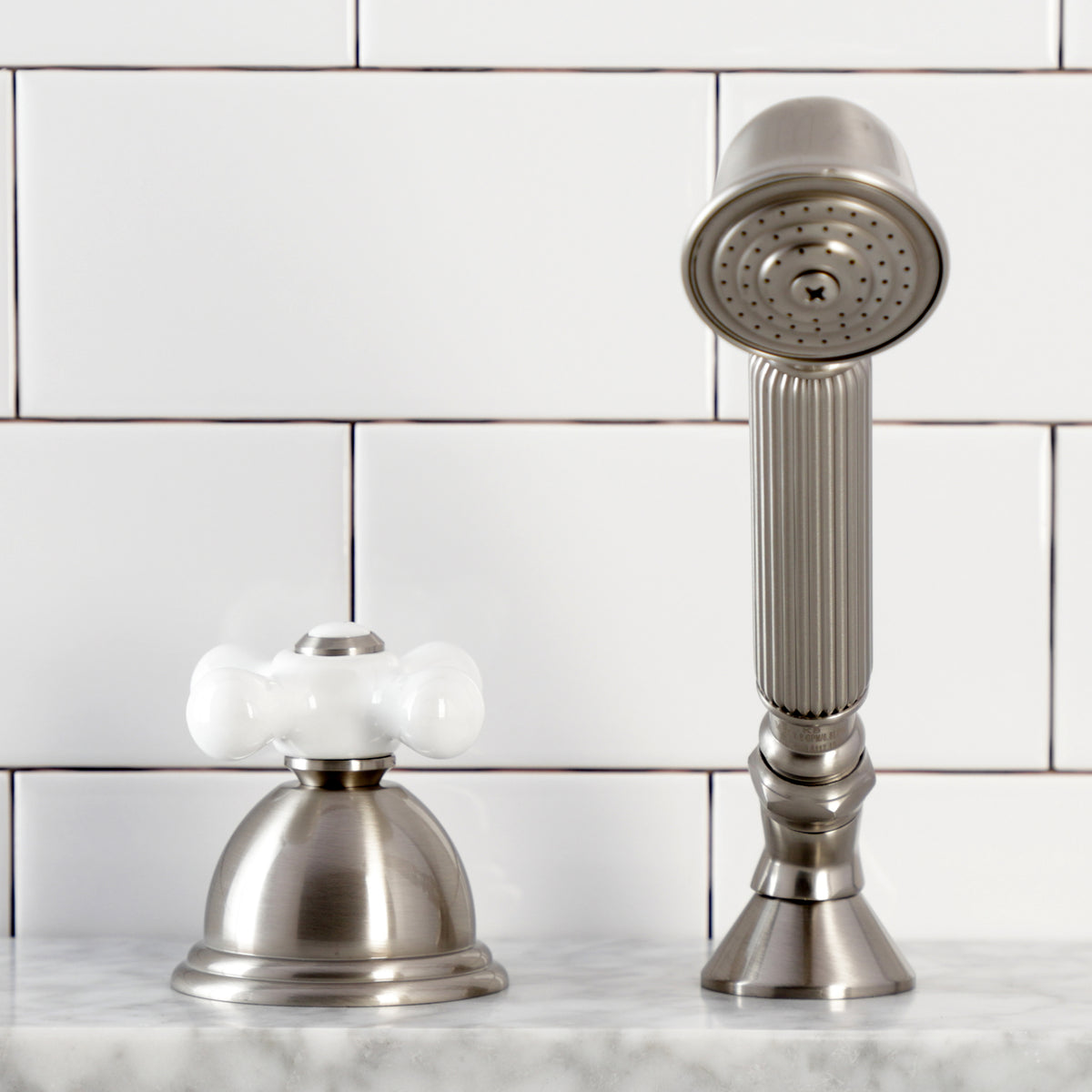 Kingston Brass Deck Mount Hand Shower with Diverter for Roman Tub Faucet