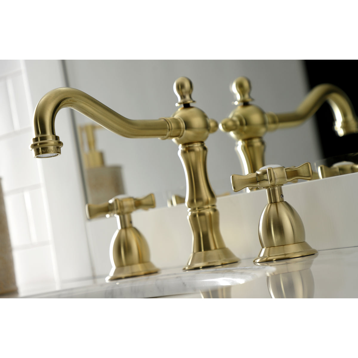 Kingston Brass KS1977NX Hamilton Widespread Bathroom Faucet with Brass Pop-Up