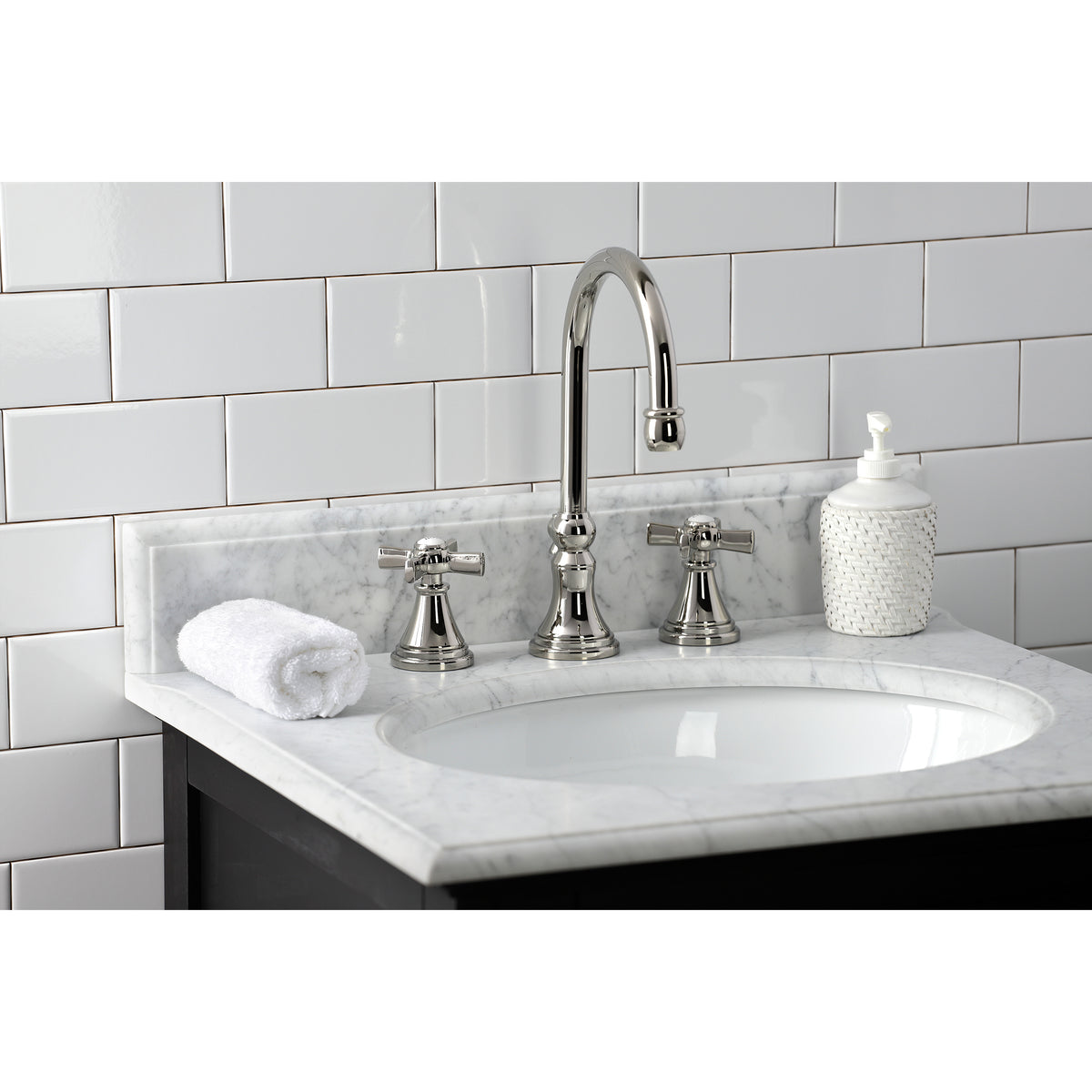 Kingston Brass KS2985ZX Millennium Widespread Bathroom Faucet with Brass Pop-Up