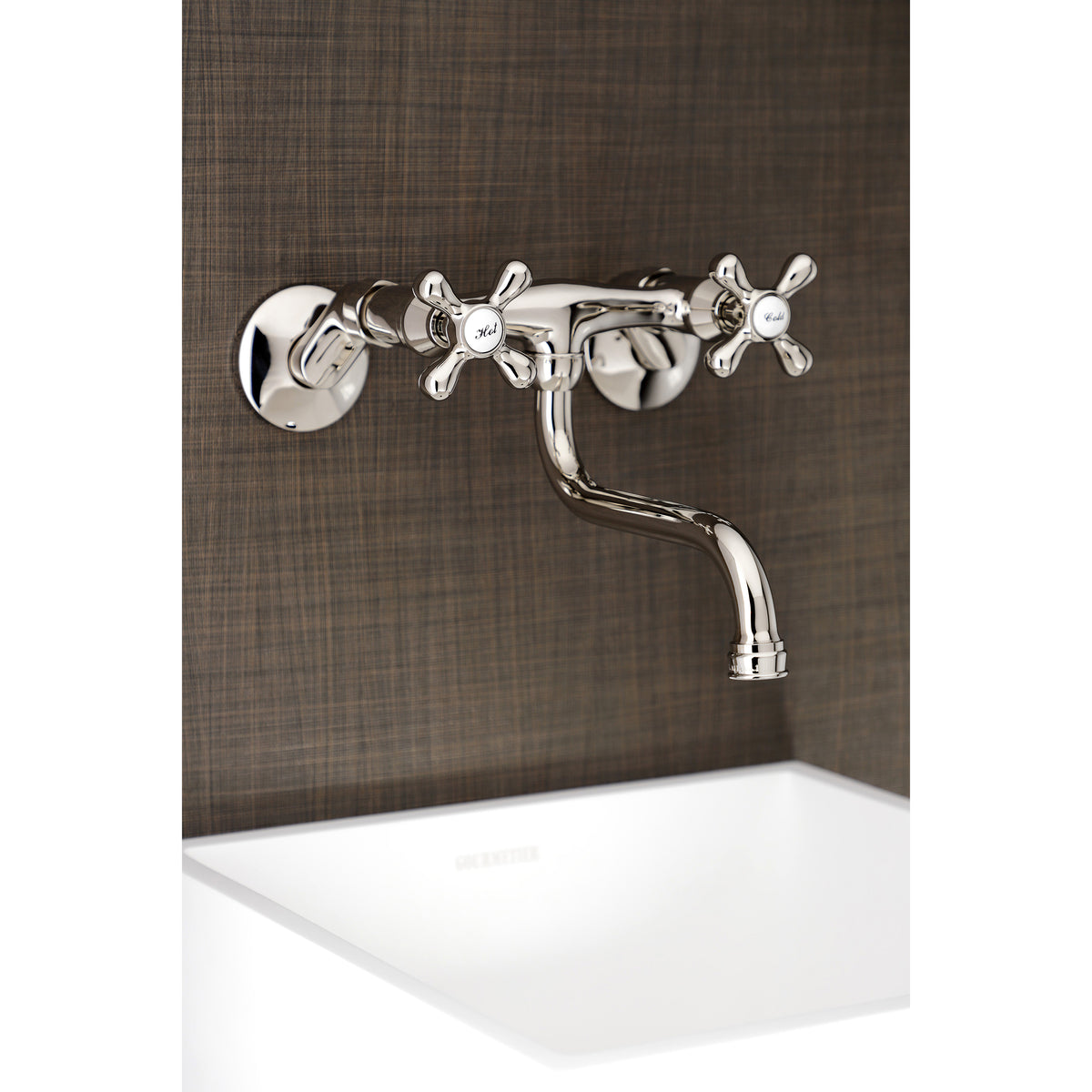 Kingston Brass KS216PN Kingston Two Handle Wall Mount Bathroom Faucet
