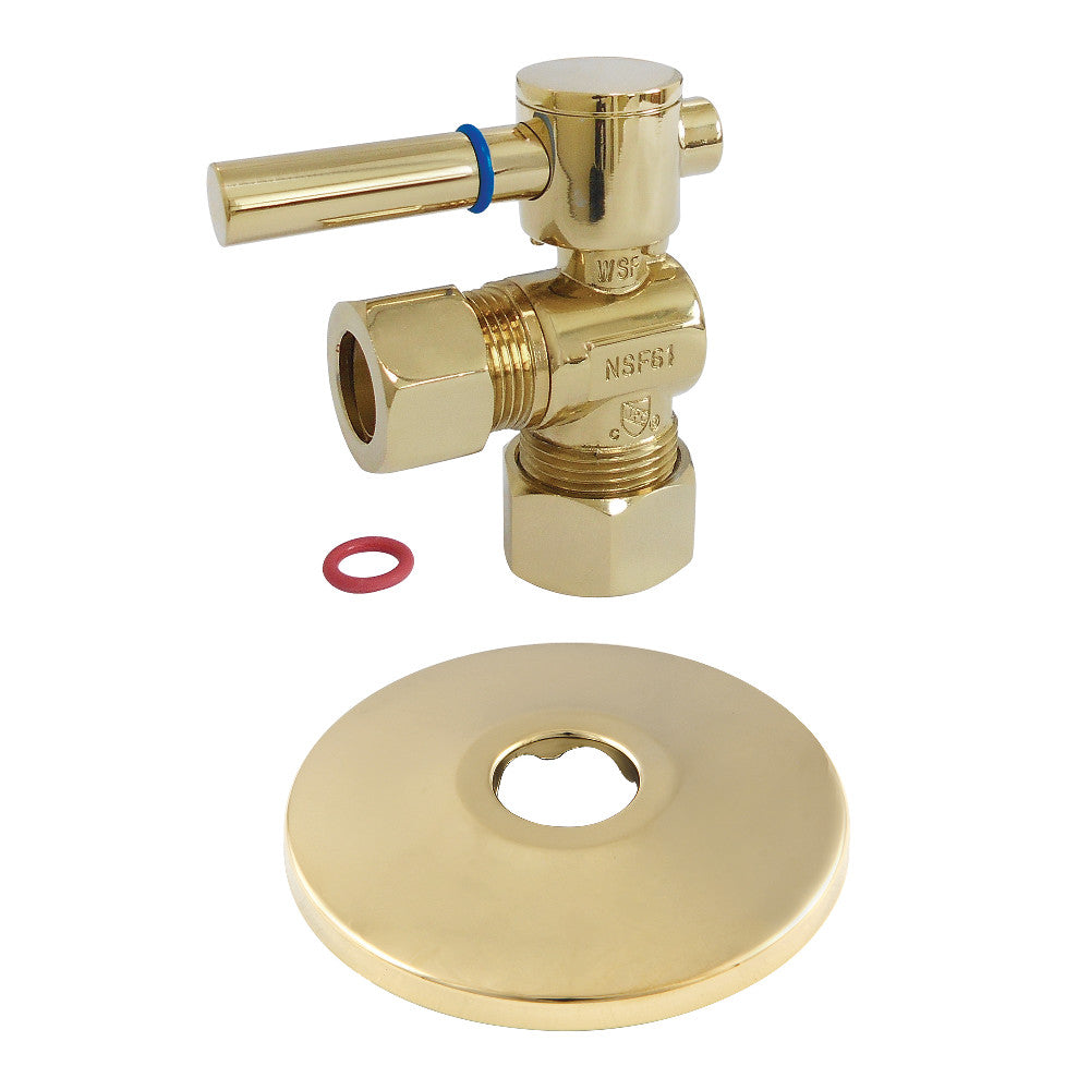 Kingston Brass 5/8-Inch OD X 1/2-Inch OD Comp Quarter-Turn Angle Stop Valve with Flange
