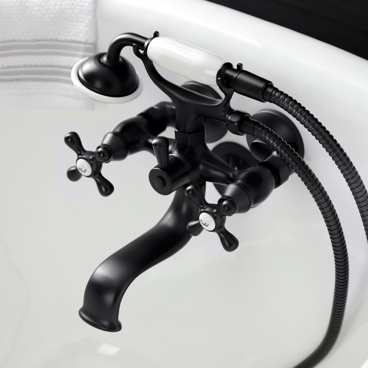 Kingston Wall Mount Clawfoot Tub Faucet with Hand Shower
