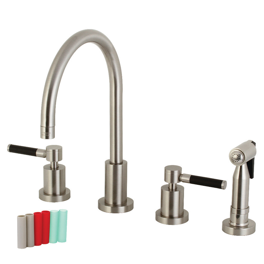 Kingston Brass KS8728DKLBS Kaiser 8-Inch Widespread Kitchen Faucet with Brass Sprayer