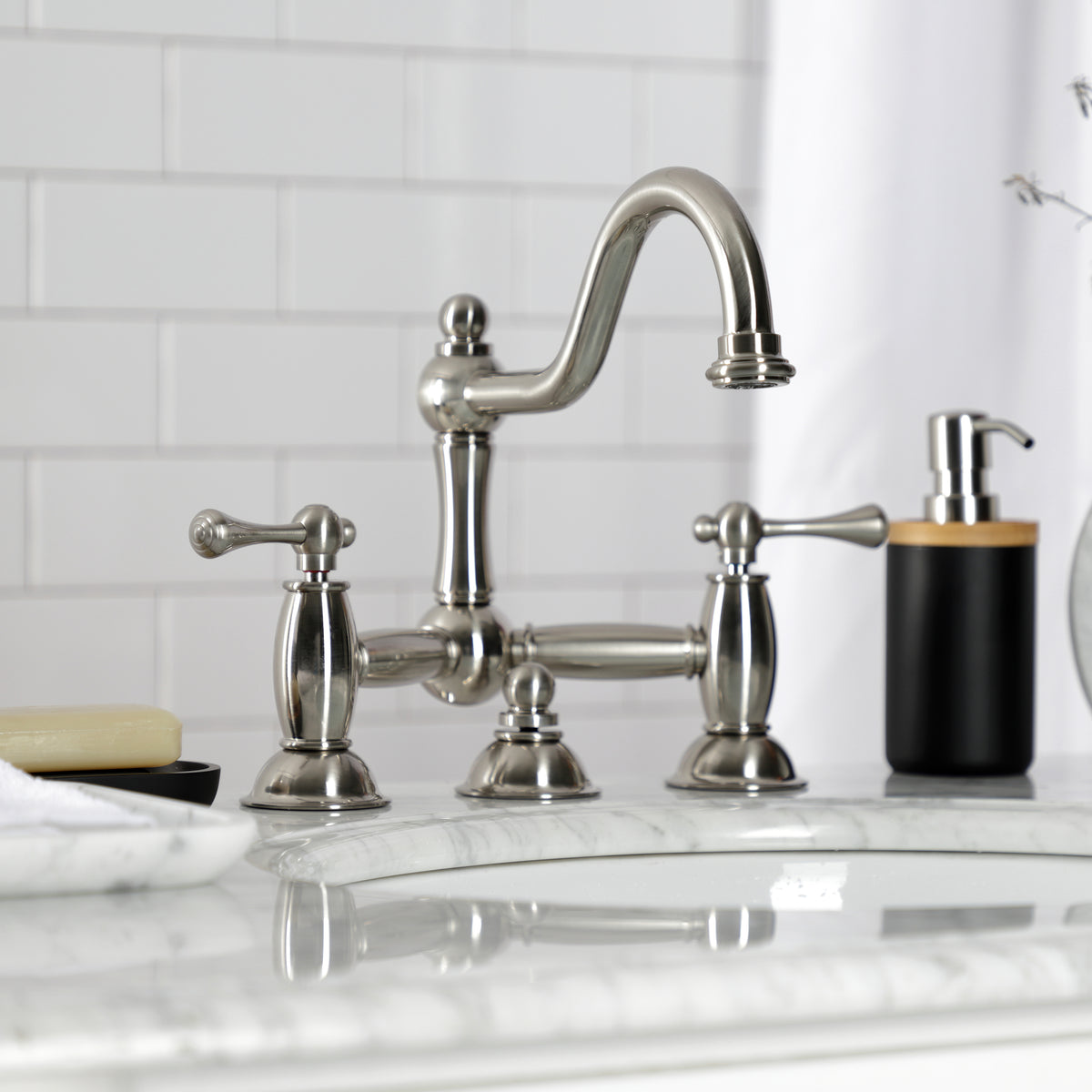 Kingston Brass KS3918BL Restoration Bathroom Bridge Faucet
