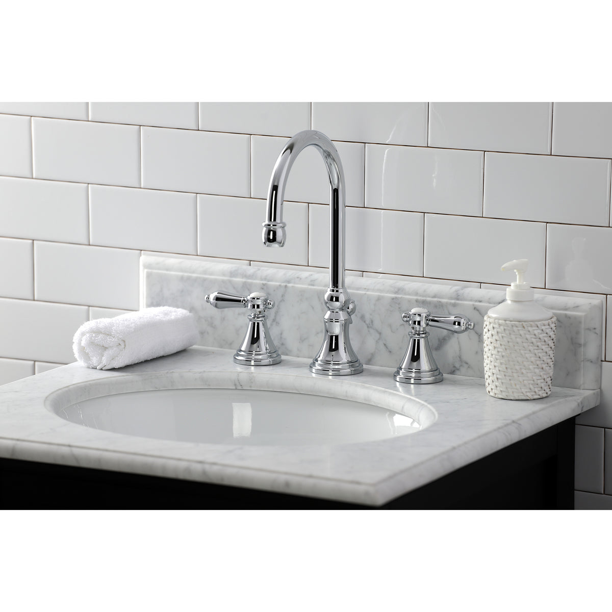 Kingston Brass KS2981BAL Heirloom Widespread Bathroom Faucet with Brass Pop-Up