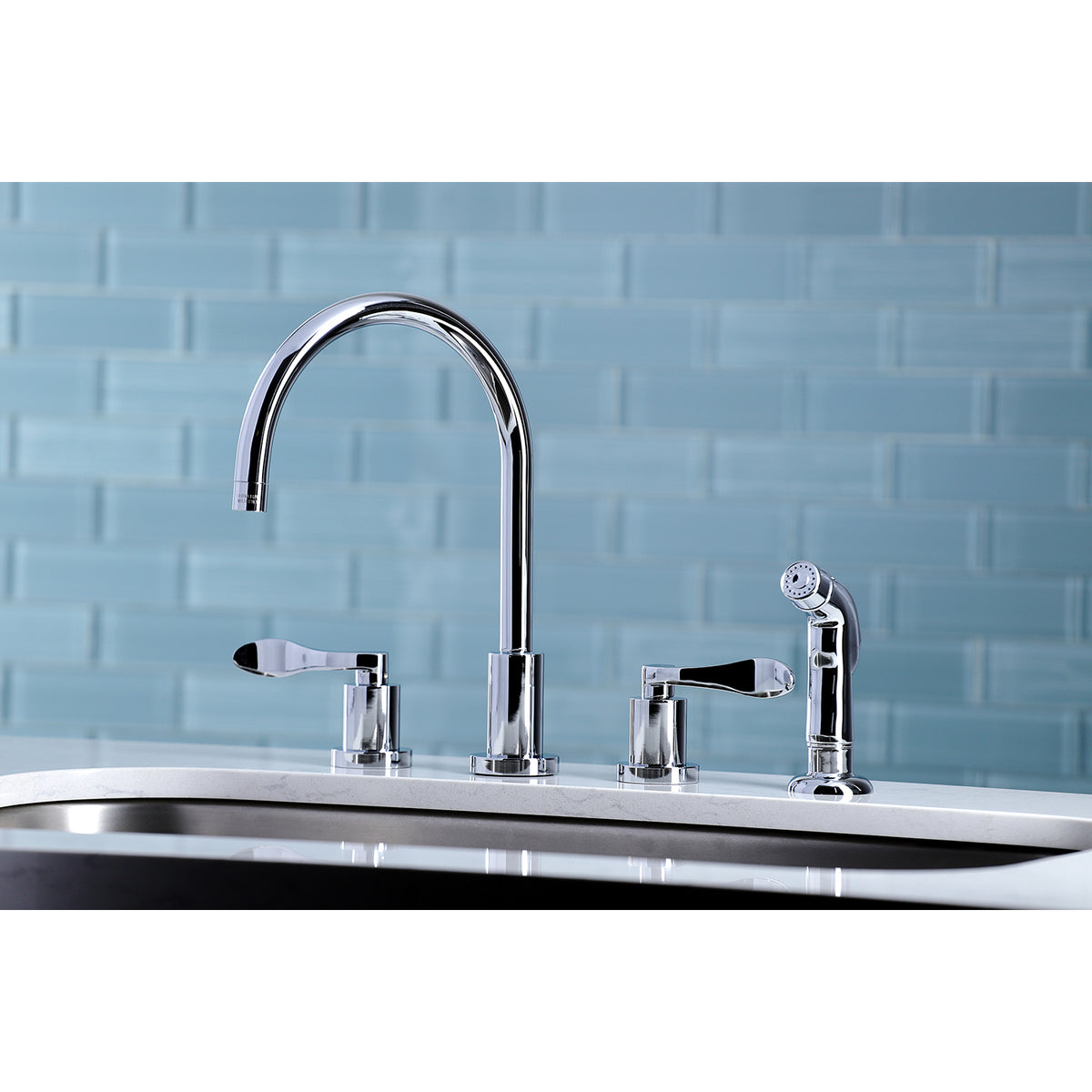 Kingston Brass KS8728DFL 8-Inch to 16-Inch Widespread Kitchen Faucet