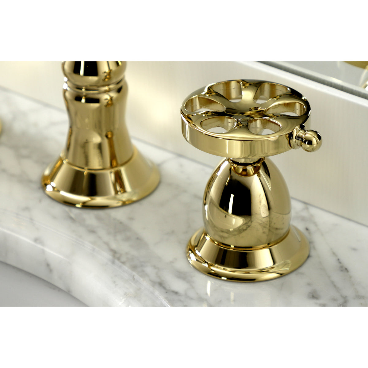 Kingston Brass KS1978RX Belknap Widespread Bathroom Faucet with Brass Pop-Up