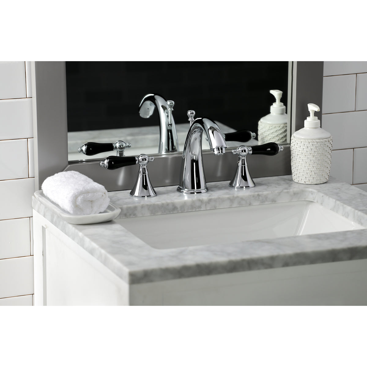 Kingston Brass KS2975PKL Duchess Widespread Bathroom Faucet with Brass Pop-Up