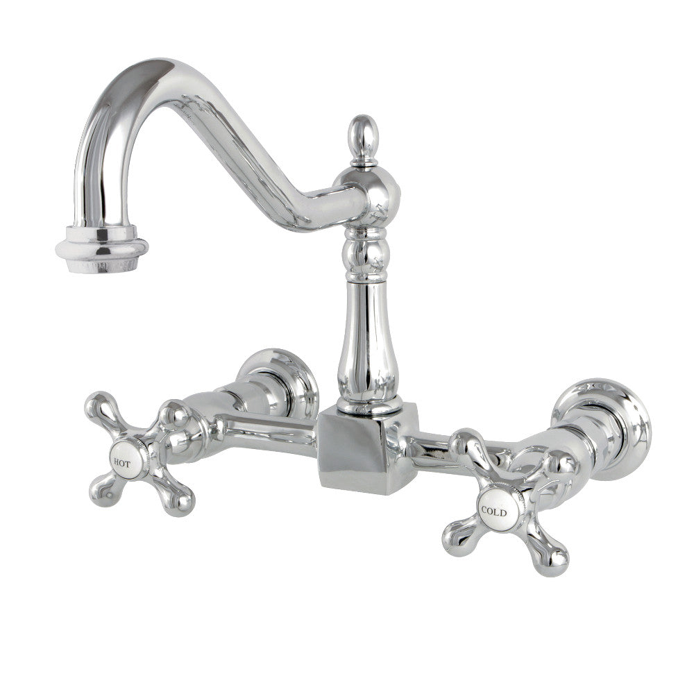 Kingston Brass KS1245AX Heritage Wall Mount Bridge Kitchen Faucet