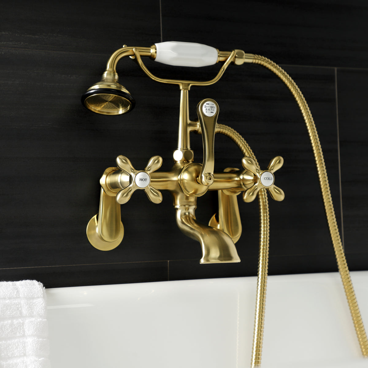 Aqua Vintage Wall Mount Tub Faucet with Hand Shower