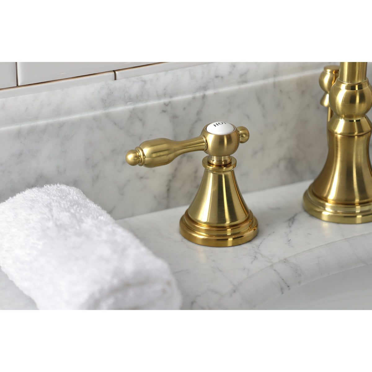 Kingston Brass KS2981TAL Tudor Widespread Bathroom Faucet with Brass Pop-Up