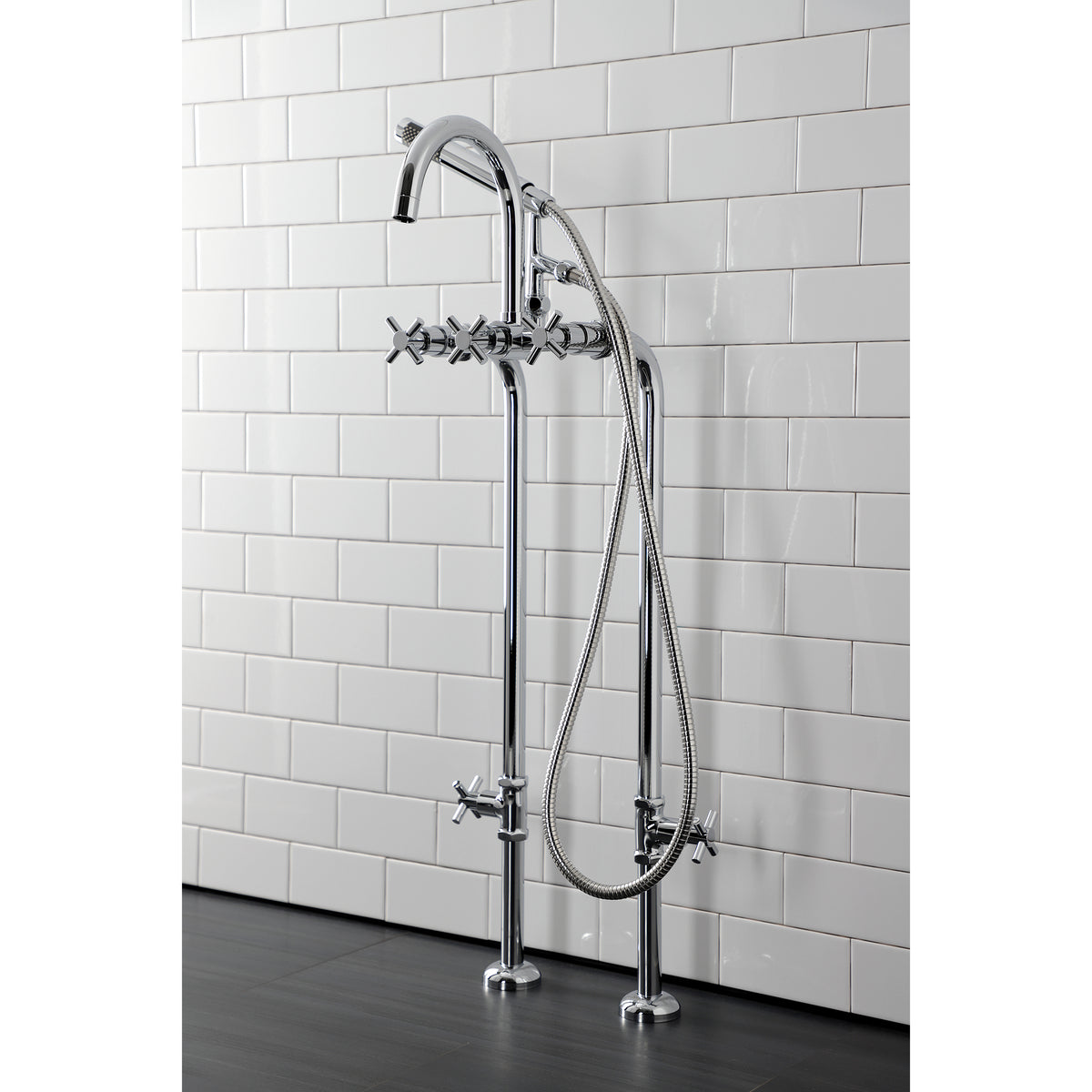 Aqua Vintage Concord Freestanding Tub Faucet with Supply Line, Stop Valve