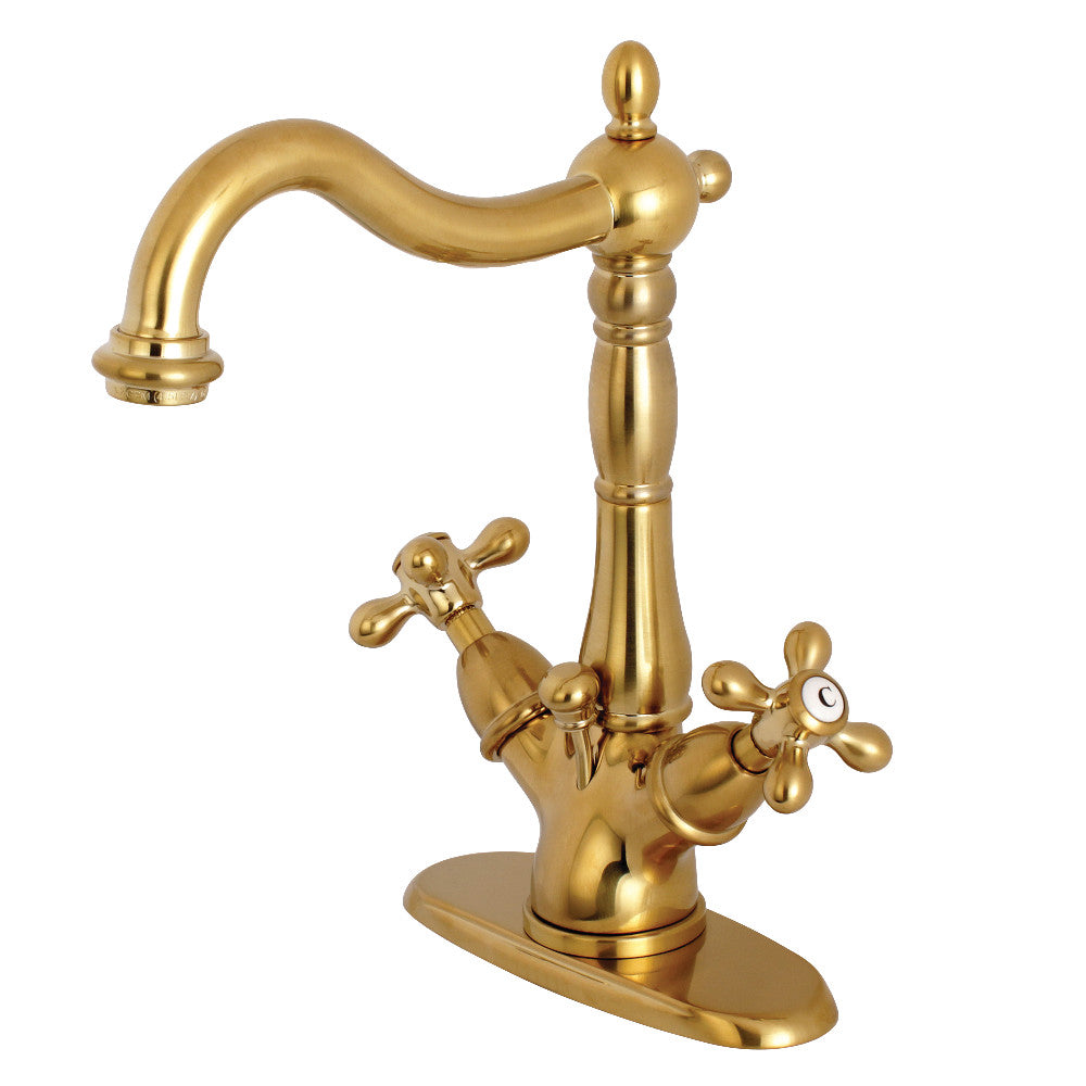 Kingston Brass KS1437AX Heritage Two-Handle Bathroom Faucet with Brass Pop-Up and Cover Plate