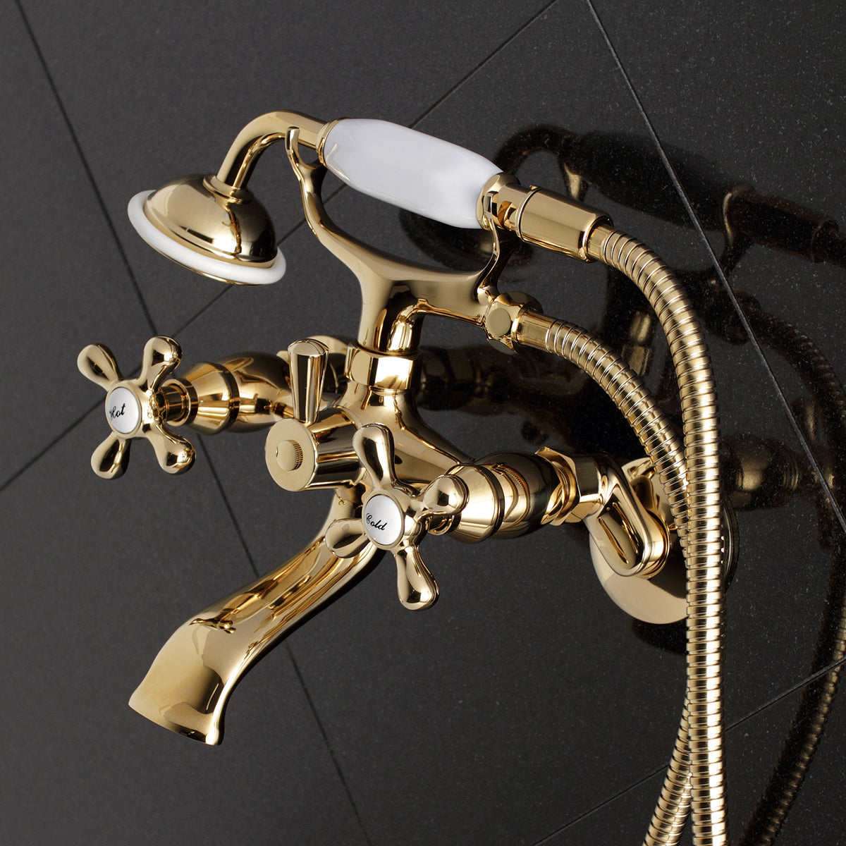 Kingston Tub Wall Mount Clawfoot Tub Faucet with Hand Shower