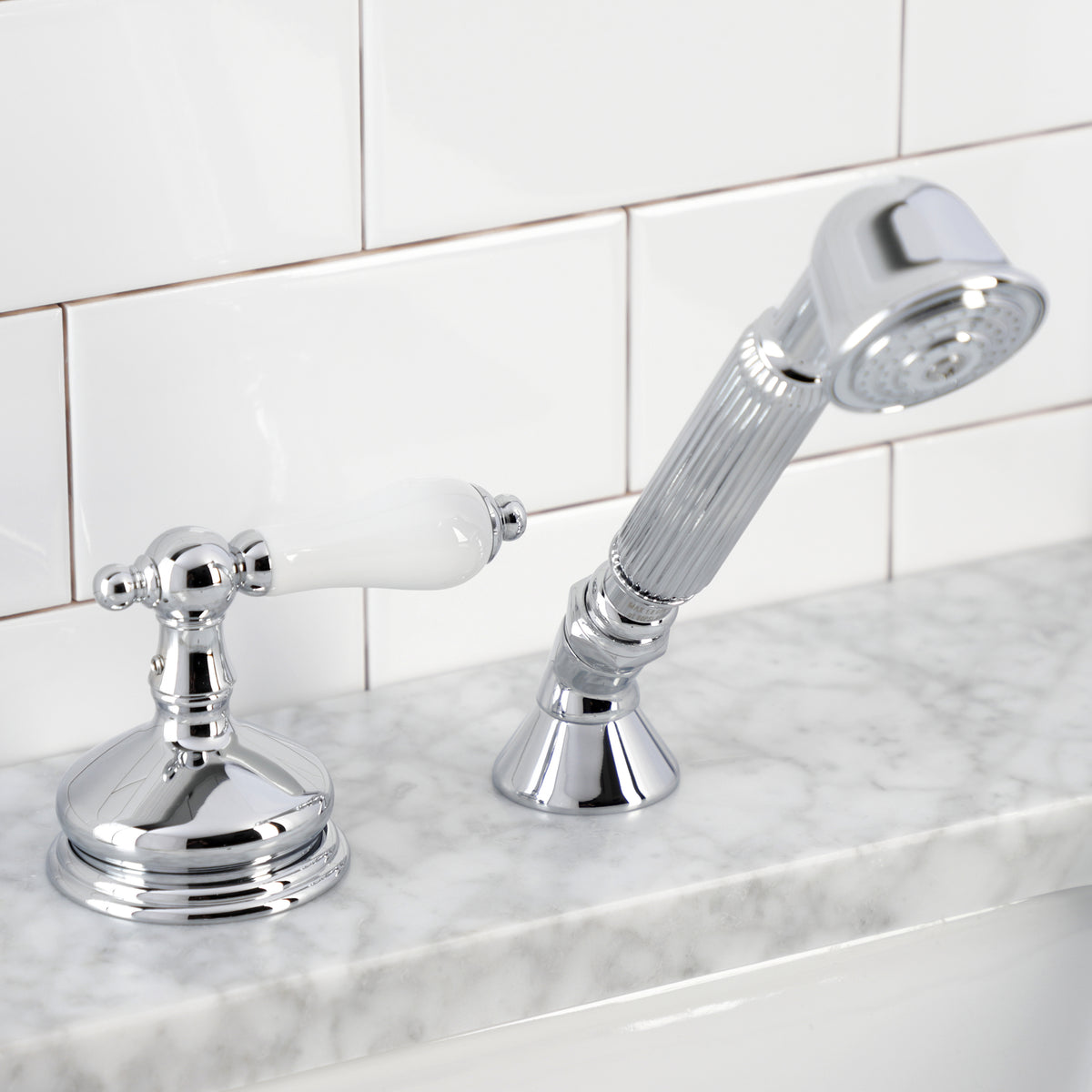 Kingston Brass Deck Mount Hand Shower with Diverter for Roman Tub Faucet