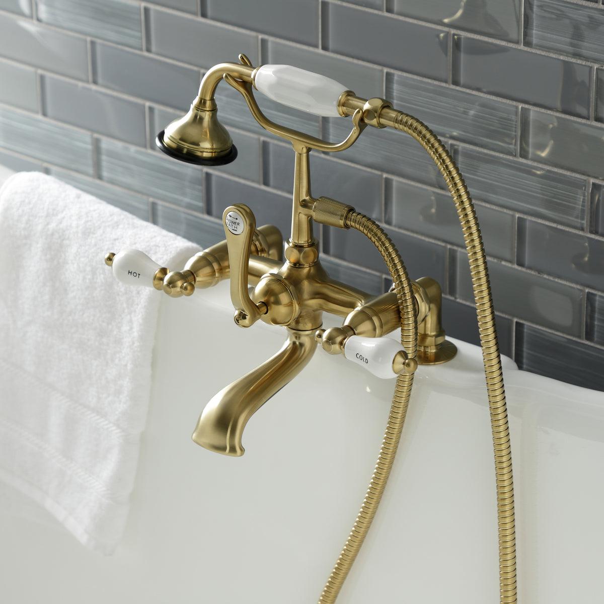 Aqua Vintage 7-Inch Tub Faucet with Hand Shower