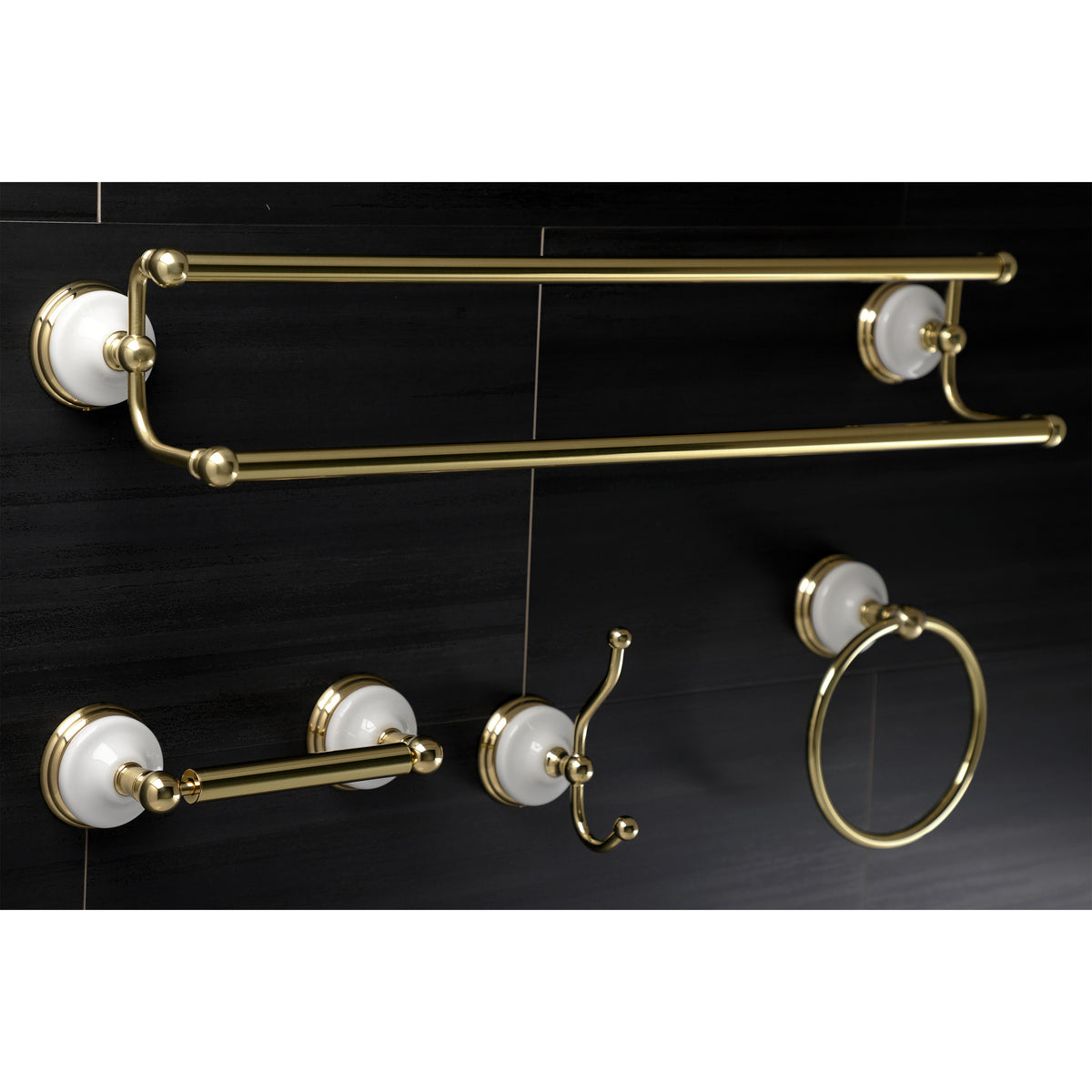 Kingston Brass Victorian 4-Pieces Dual Towel Bar Bathroom Hardware Set