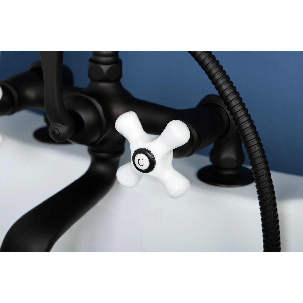 Vintage 7-Inch Deck Mount Clawfoot Tub Faucet with Hand Shower