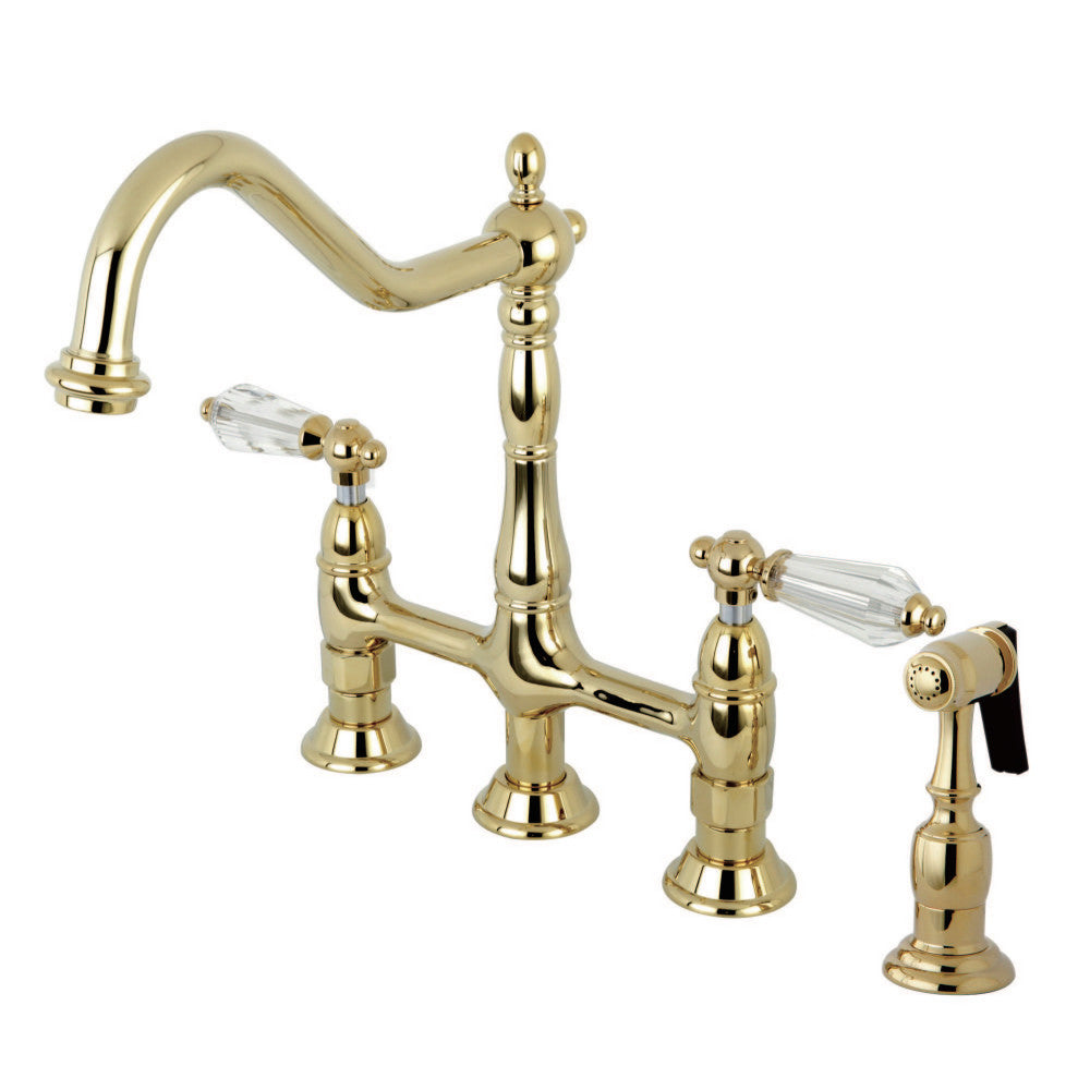 Kingston Brass KS1275WLLBS Wilshire Bridge Kitchen Faucet with Brass Sprayer