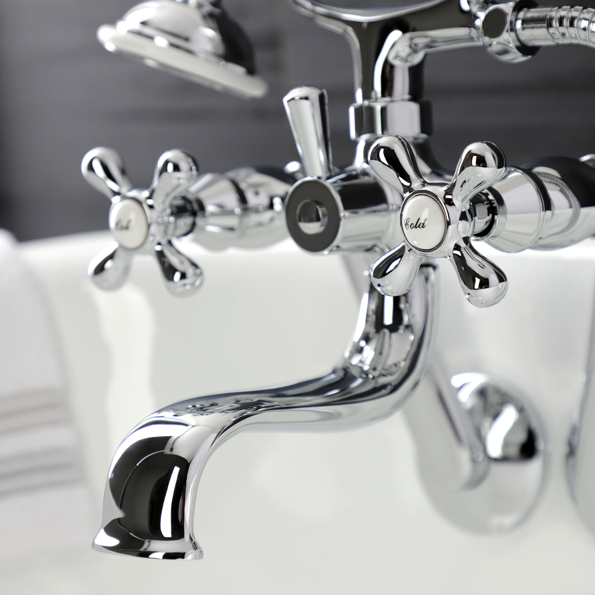 Kingston Wall Mount Clawfoot Tub Faucet with Hand Shower